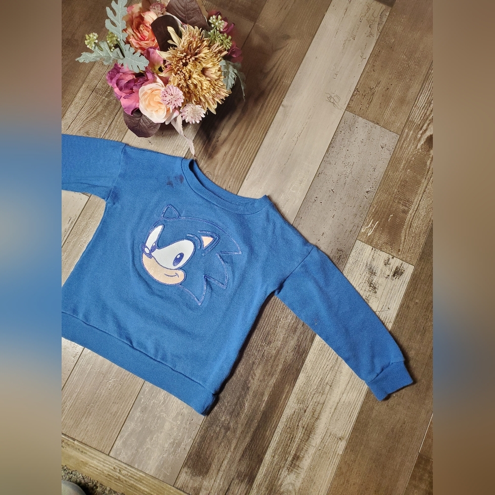 Sonic The Hedgehog Blue Boys Fleece Pullover Sweatshirt Size Small 5T